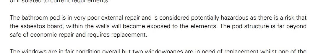 The report says the  #asbestos in our bathroom pod could become exposed to the elements.The pod is therefore "far beyond safe" & is in fact "potentially hazardous".Why? Because ever since it was built in the 1970s,  @haringeycouncil has neglected it.[4/6]