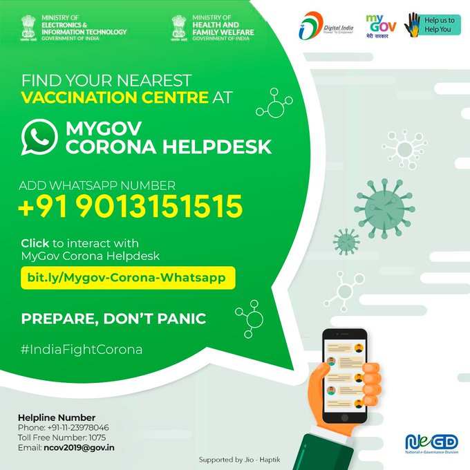 How to find Nearest Covid Vaccination centre using WhatsApp