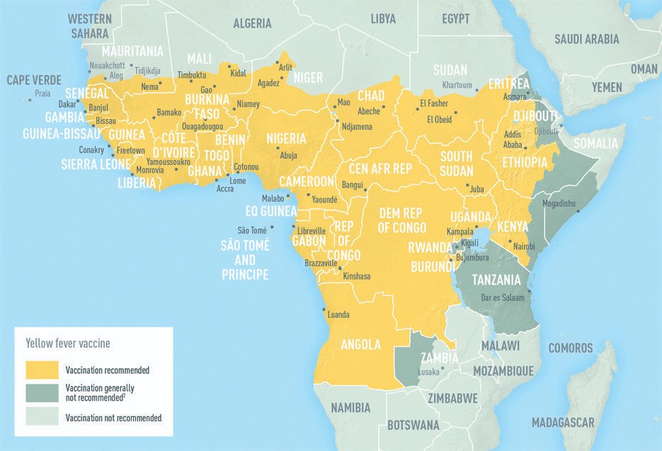 Addendum: Just FYI, there are countries that require Yellow Fever vaccination, regardless (above). There are *many* other countries that require proof of vaccination for those travelling from a region where Yellow Fever is endemic.  https://www.cdc.gov/yellowfever/index.html