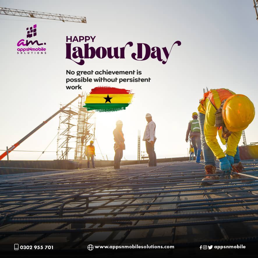 appsnmobile's tweet image. To the extraordinary work force of Ghana, happy Workers’ Day!
#paymentintegrations #mobilemoney #shortcodes #fintech #integrations #shortcodeforvoting #vpos #trickles #ussd #software