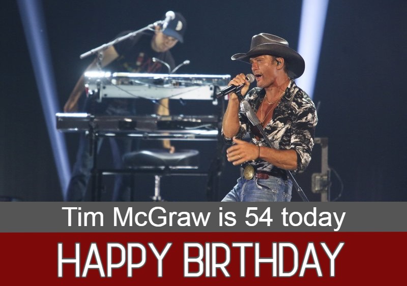 HAPPY BIRTHDAY: Country music star Tim McGraw is 54 today. 