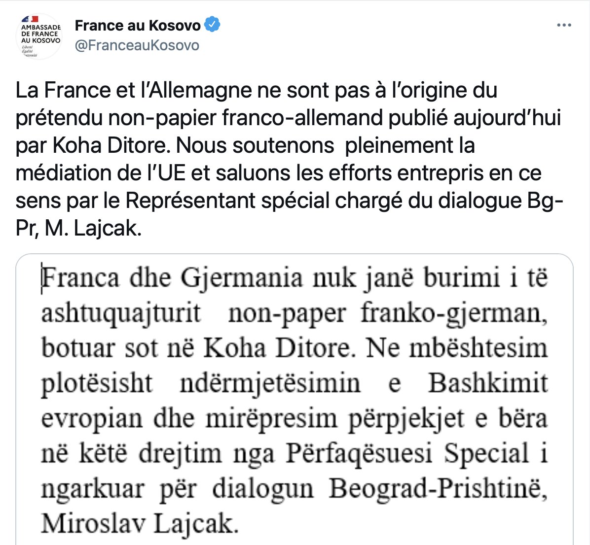 Why so? To cover up the fact that they published a fake news with this so-called "non-paper" denounced immediately by both the  and embassies? To avoid answering PR Osmani's accusations linking this "non-paper" explicitly to Serbia?