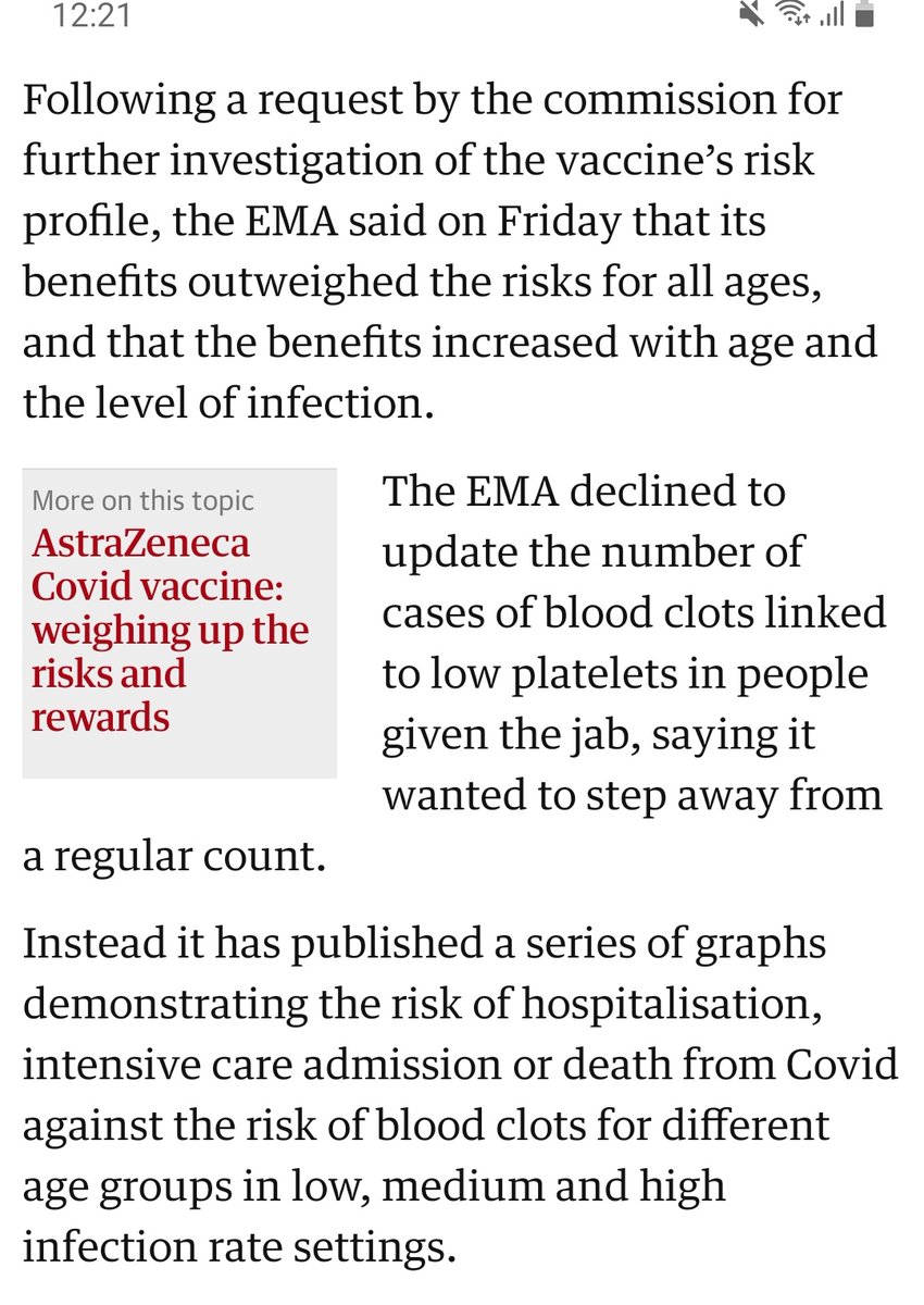 And this isn't an anti-EU point. The EMA has generally been really good on this. It *never* recommend a pause, it always urged States to keep using AZ & it recently has tried pushing again to emphaise how benefits outweigh risks at *all* ages and *all* incidence levels