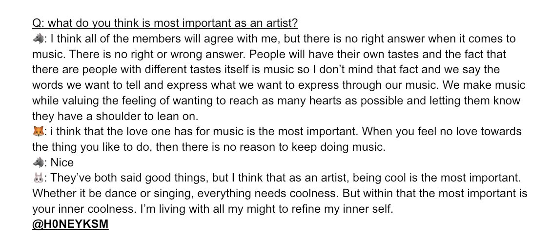 Q: what do you think is most important as an artist ?