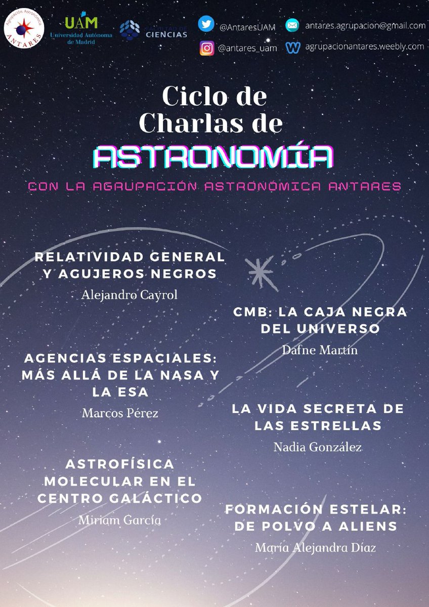 Hola, hola, tenemos una sorpresita...
¡Traemos un ciclo de charlas astronómicas para este domingo! Repetiremos a puertas abiertas las charlas realizadas en <a href="/EscuelaIdeo/">Escuela IDEO</a> :)

Charlas a partir de las 11 AM , domingo 2 de mayo. El enlace por teams aquí:
teams.microsoft.com/l/team/19%3a58…