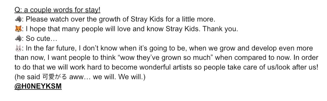 Q: a couple last words for stay !!