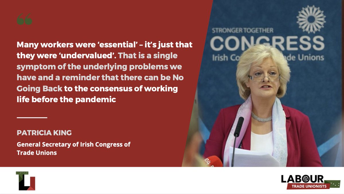 Wise words Patricia King on #MayDay2021  👏

❝ Many workers were ‘essential’ – it’s just that they were ‘undervalued’. That is a single symptom of the underlying problems we have and a reminder that there can be #NoGoingBack to the consensus of working life before the pandemic.