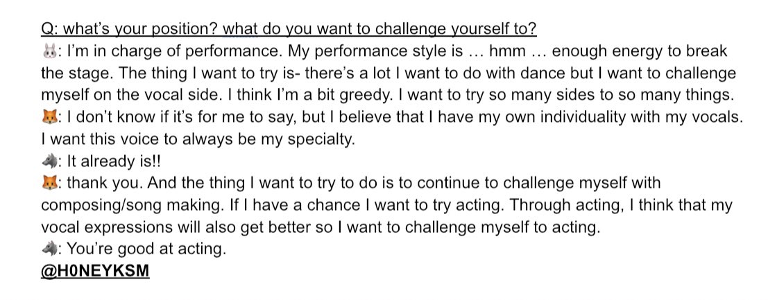 Q: what’s your position ? what do you want to challenge yourself to ?