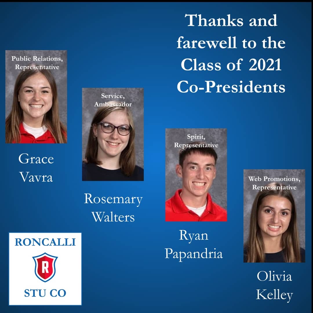 RoncalliStuCo's tweet photo. What an impactful 4 years these Stu Co Members have had on Roncalli! Thanks for all you've done! https://t.co/ph7p1vVt99