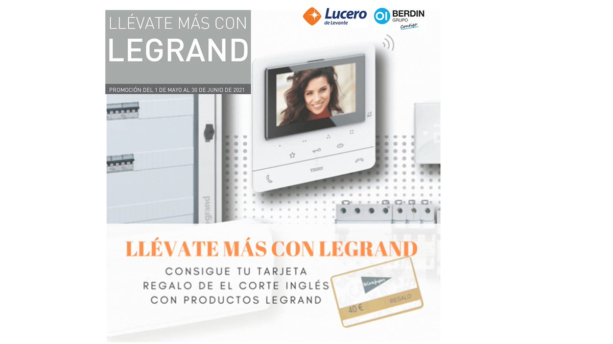 lucerodelevante's tweet photo. PROMOCION @LegrandGroupES  OBSEQUIA TARJETA REGALO DE 40€
¡ Acumular una compra de 1500€ (netos IVA no incluido) en productos Legrand tiene Premio!
Llévate una tarjeta regalo de El corte Inglés  por un valor de 40€.

https://t.co/cFgO6Kv0Fb https://t.co/aK2O8pCQ45