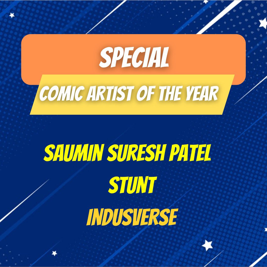 It rained awards for @indusverse at @AnimationXpress ‘s CBAM awards - we won - Best Emerging Publisher Best Publication for Teens/YA Best Graphic Novel (New) - Stunt Comic Artist of The Year : @Pictorialcinema (Stunt) 1/2