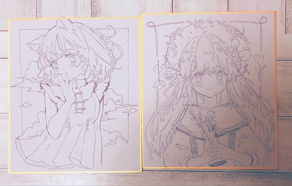【⠀GW沢山絵を描こう①  】
1人アナログお絵描きの会をしている……とある方々に送りたい色紙をGW中になんとか仕上げますきっと☺️
経過とかはインスタに上げられたらいいな。 