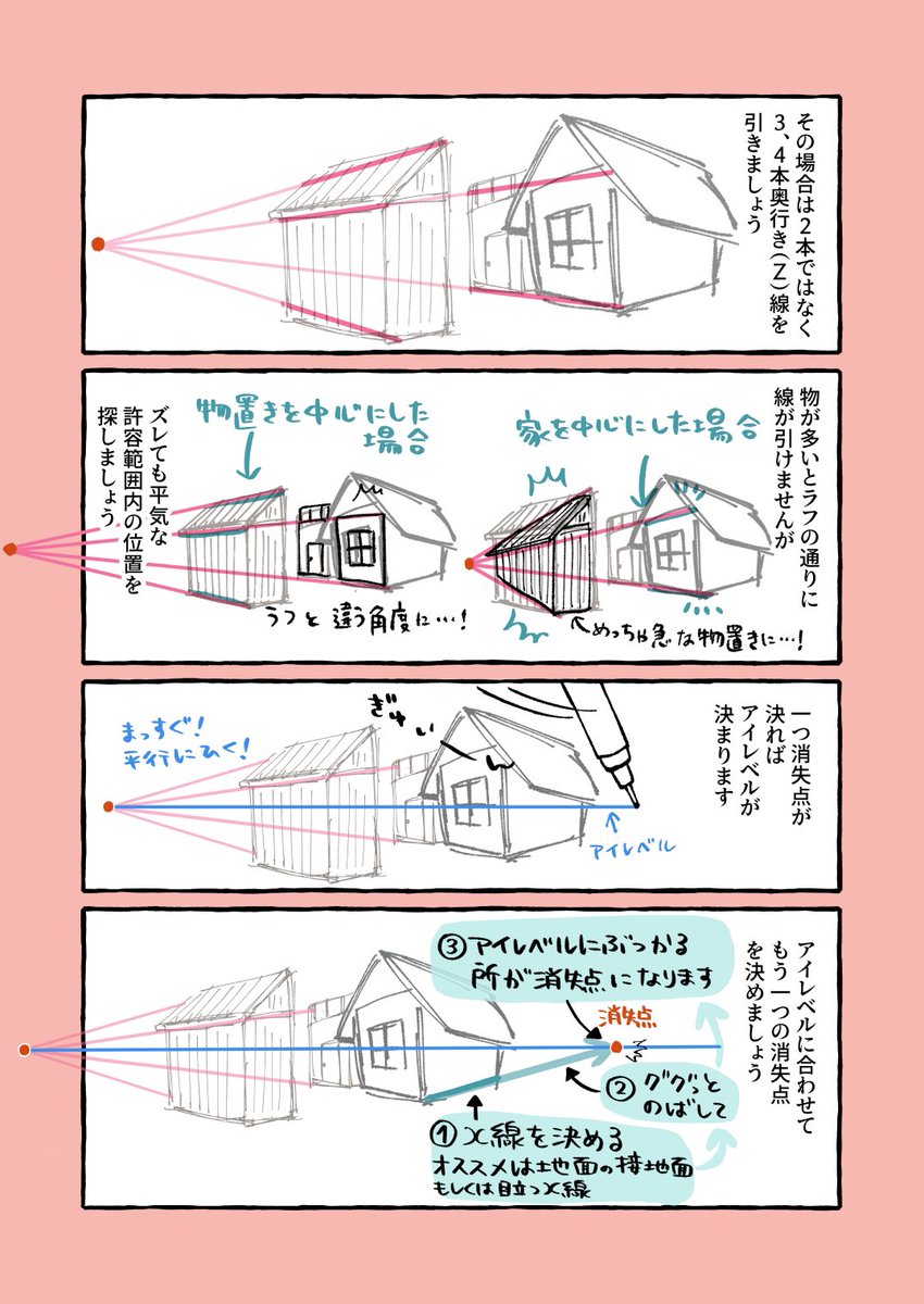 背景の描き方漫画再揚🖋消失点てどうやって決めるの?? 