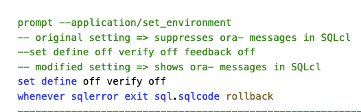 daust_de's tweet image. How come #sqlcl suppresses ORA- messages whereas they are shown in sqlplus. The example shows installing an #orclapex app. @oraclesqlcl @OracleAPEX
It seems to be related to "set feedback off", then it shows the error in sqlcl as well.