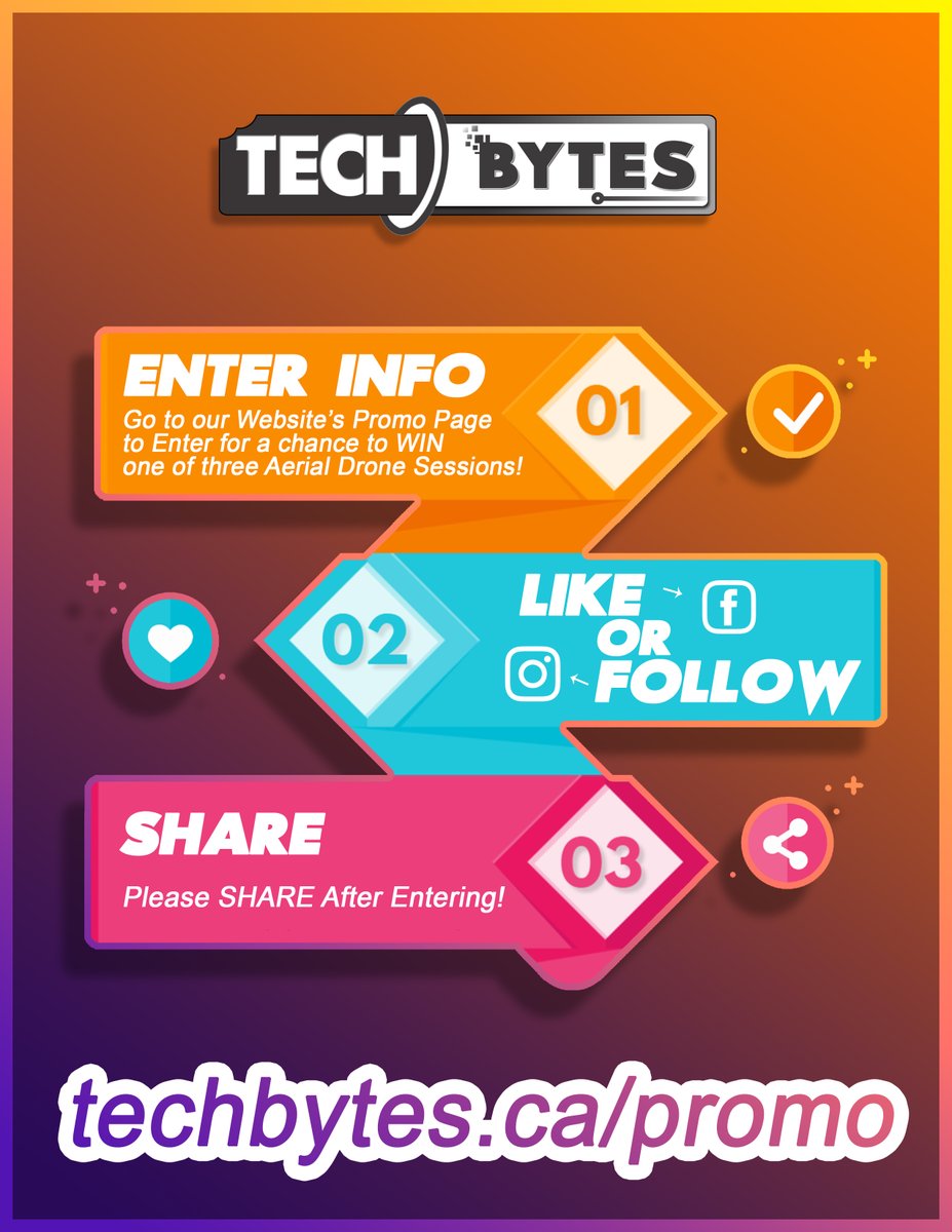 TechBytesCanada's tweet image. Giveaway Starting Today! Enter on our site for a chance to win 1 of 3 Aerial Photography Sessions!