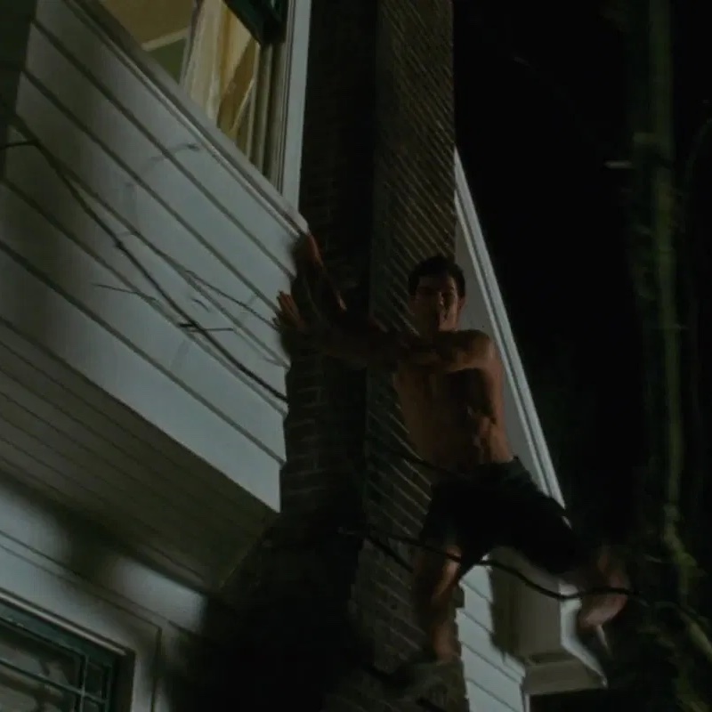 jacob doing parkour while getting into bella's bedroom: