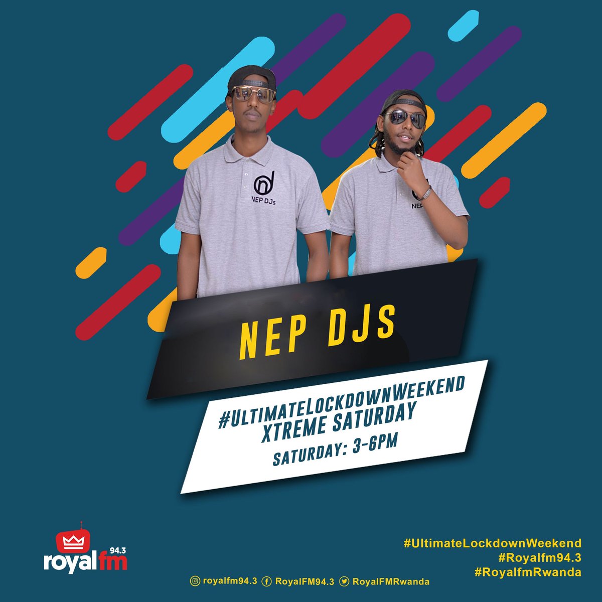 @NepDjs on it again 🕺💃🔥🔥.... The amazing duo us set to give us hot vibes this afternoon... tighten your shoes and let the party begin 🔥💃🕺.. @DjHabz1 @DJBertoB #UltimateLockdownWeekend 📣📣 #943RoyalFM