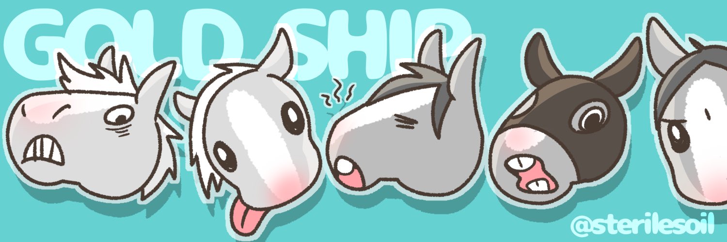 キクコ ゴールドシップのタイトル画像 変顔をしているゴルシの写真の真似して描いたけど 年代が違うのでたてがみや顔の色がそこそこ違いますね T Co Ibwax6nzzc Twitter