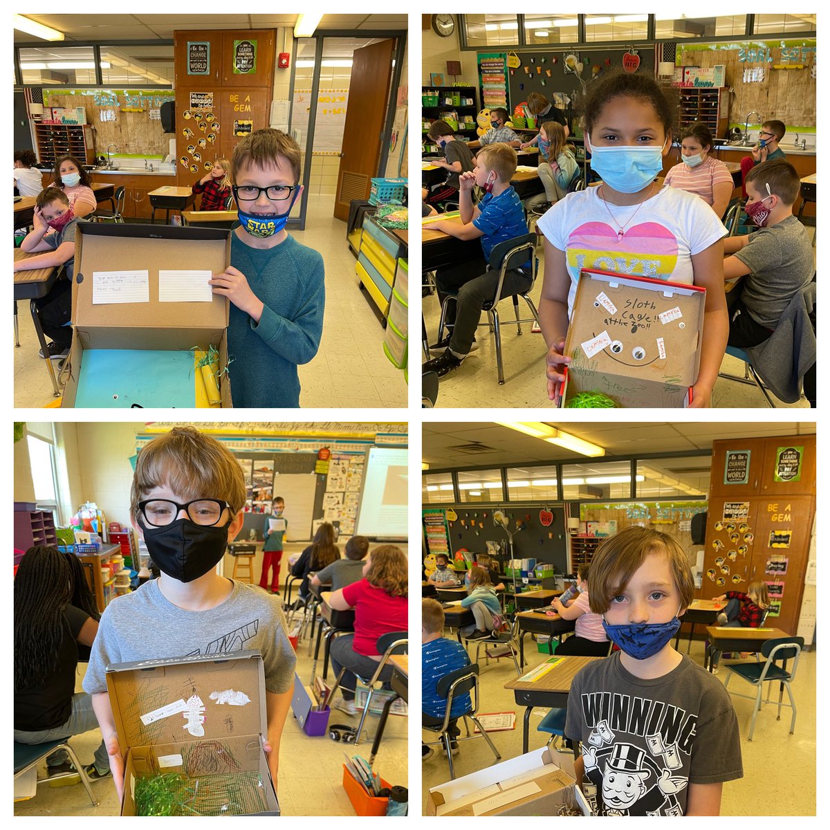 MrsChristner's tweet photo. This week the students presented their animal 🦒 🐍 🐕 🦎 🐅 🐆 reports! They created a zoo exhibit and typed a report on their animal’s life cycle &amp; traits! @RoadrunnerROCKS https://t.co/ZrpFCuIuJN