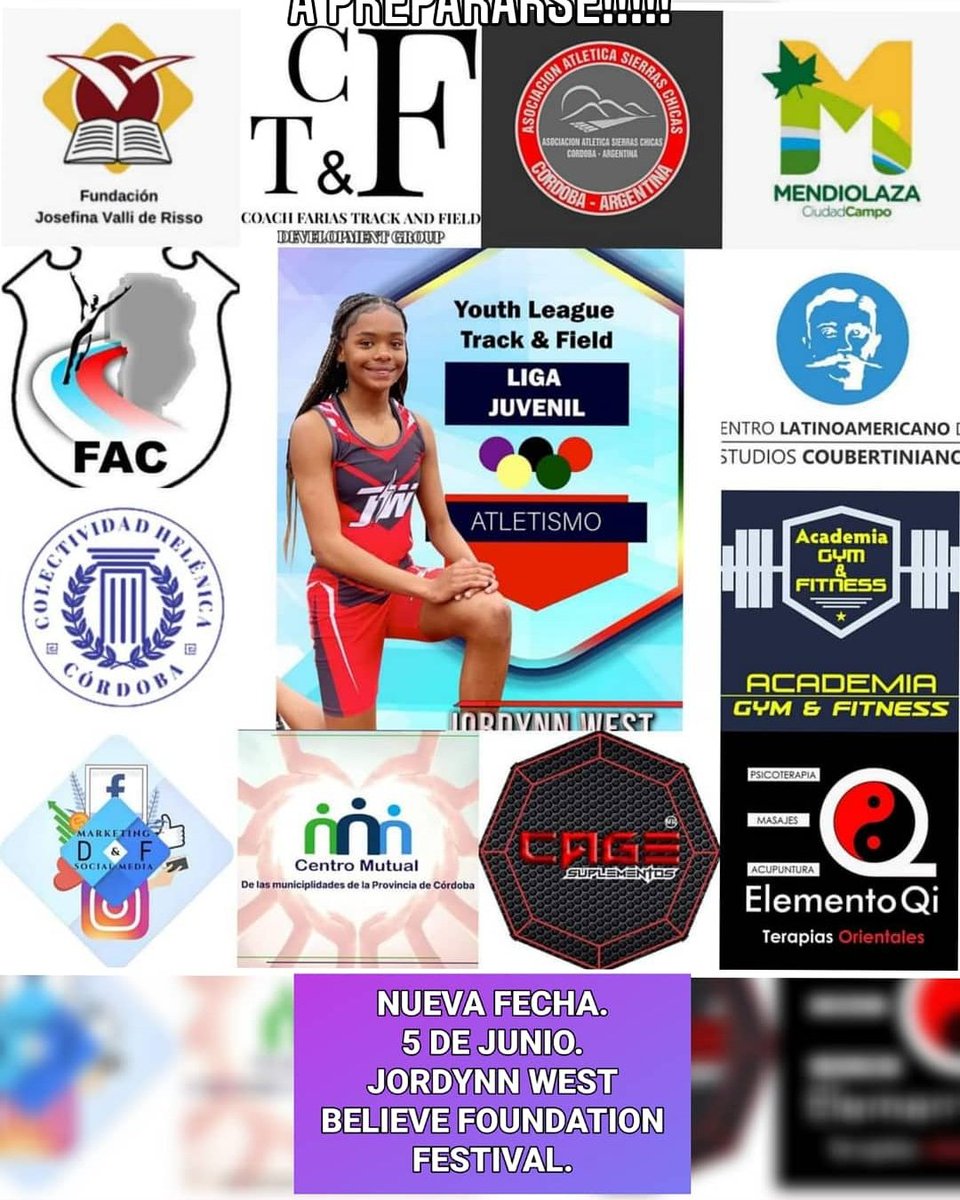 losfariasok's tweet photo. REPROGRAMADO. JORDYNN WEST BELIEVE FOUNDATION FESTIVAL 05 DE JUNIO. KEMPES.
@DeportesCba @marianoreuteman @Coachobags @AAUTrackNField @pichi_oficial @JSchiaretti @ManuelCalvoCba https://t.co/oNH0ypYNNI