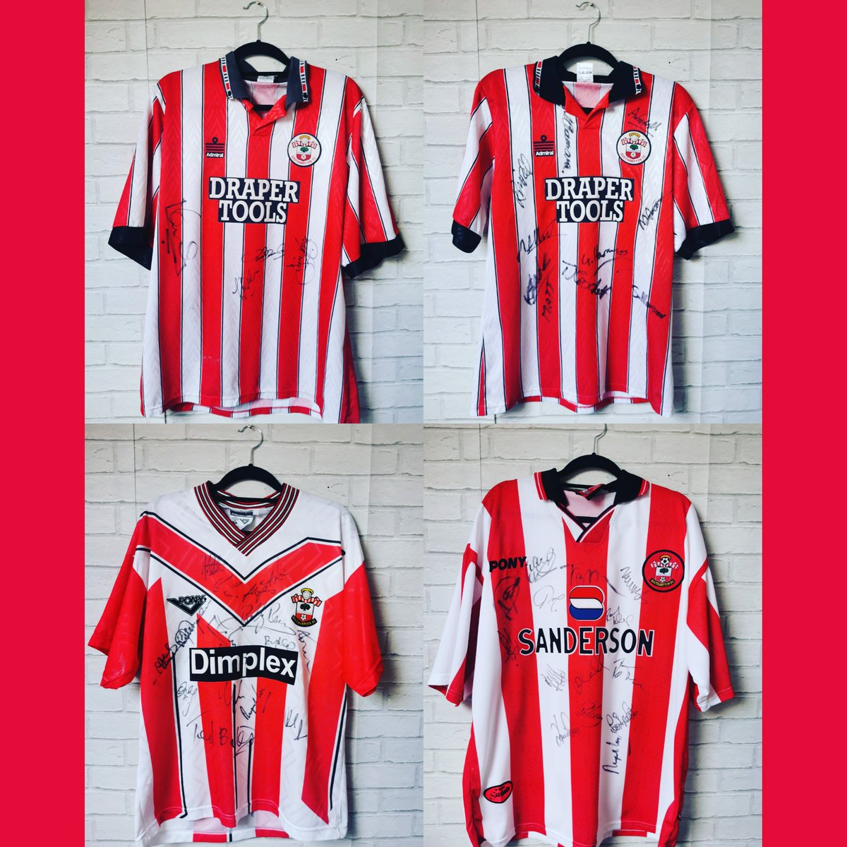 FirstShirts's tweet photo. Just got these stunning signed Southampton FC shirts in from the early 90s
#classicfootballshirts
#checkoutourwebsite
#SouthamptonFC
#signedshirts
#retrofootballshirts https://t.co/bvNP0xSWYJ