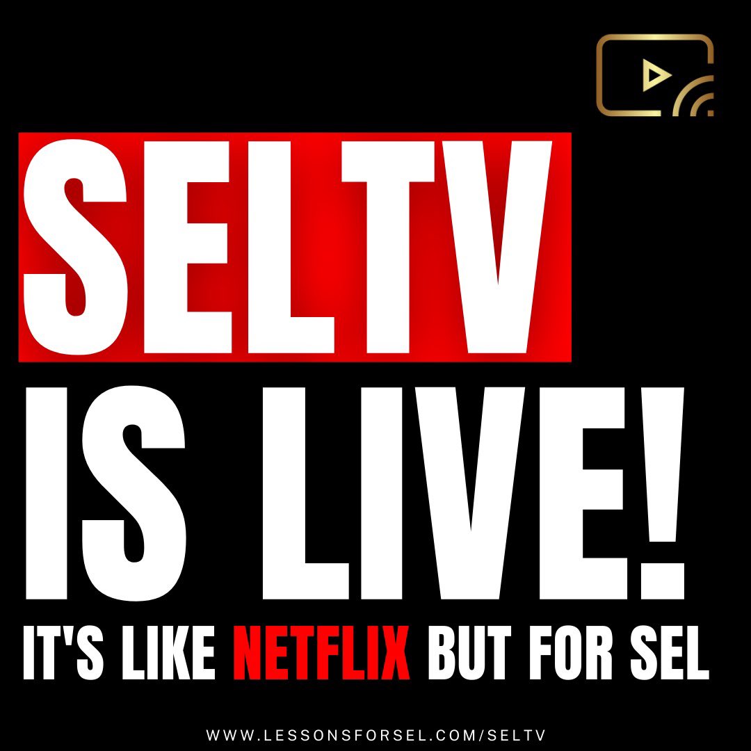🎉 It’s official. The Netflix of SEL is here.

This is a BIG deal for us &amp; hope you share in our excitement as we release the first ever streaming platform solely for social emotional learning.

Subscribe, share, tell a friend! lessonsforsel.com/seltv 

#SEL #SELTV #NetflixOfSEL
