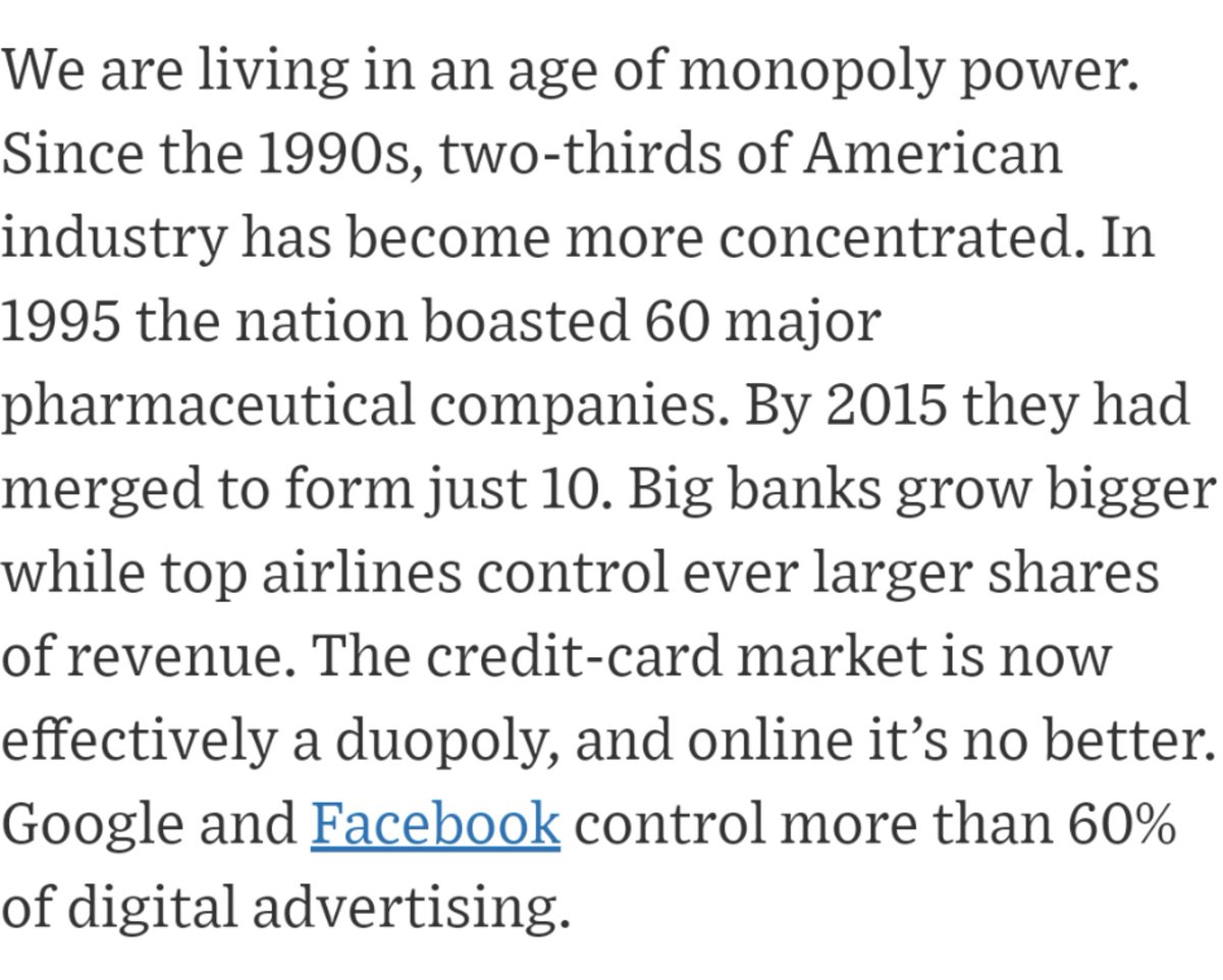 7/ FWIW, *local* concentration has been *dropping*.The prime culprit, when it comes to bank and airline consolidation, is the government. (And the riskiness of banking.)Google and FB innovated their way to success.More broadly, Hawley does not know what "monopoly" means.