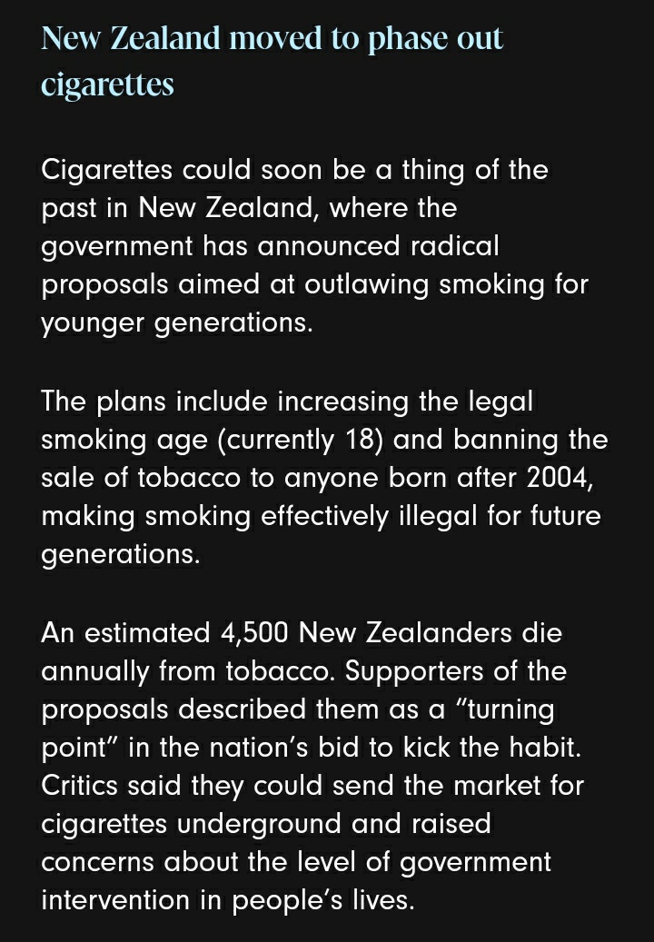 New zealand is hoping to prevent younger generations from smoking :D