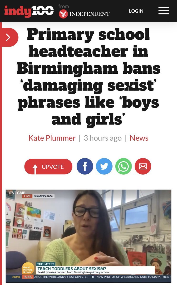 The headteacher made it crystal clear that despite misleading press lies & online reports, the words 'boys' & 'girls' ARE NOT BANNED.Predictably, Nana Akua - the latest addition to Andrew Neil's polarizing "anti-woke" TV channel - still objected. https://inews.co.uk/news/education/headteacher-bans-staff-from-using-phrases-man-up-good-morning-boys-and-girls-977930