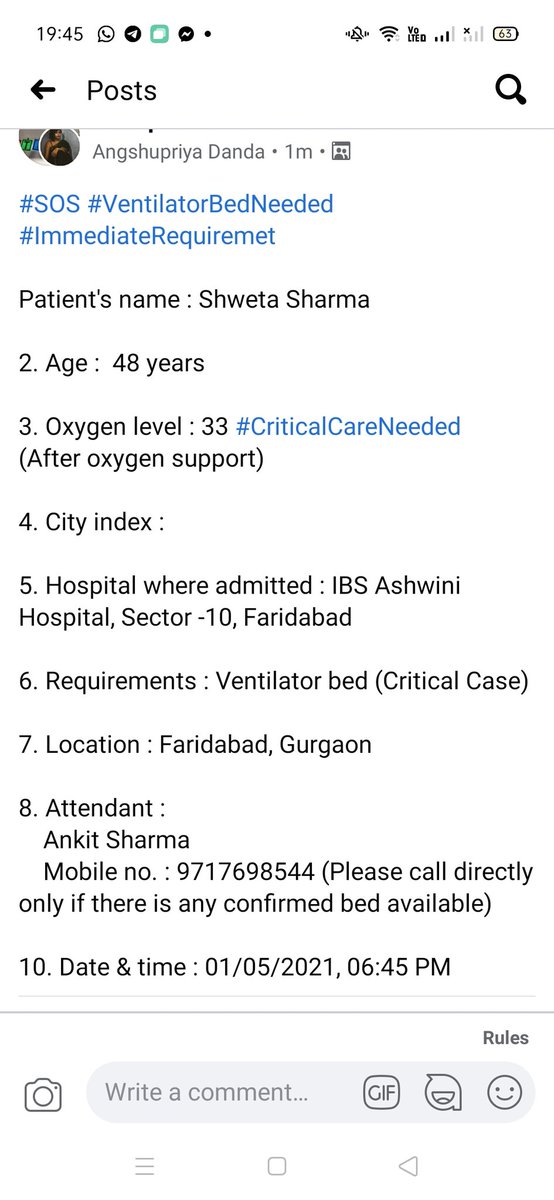 Angshupriya_D's tweet photo. #Faridabad #SOS #COVIDEmergency #CovidIndia #CoviBuddy Please help. https://t.co/9neOyFuz4W