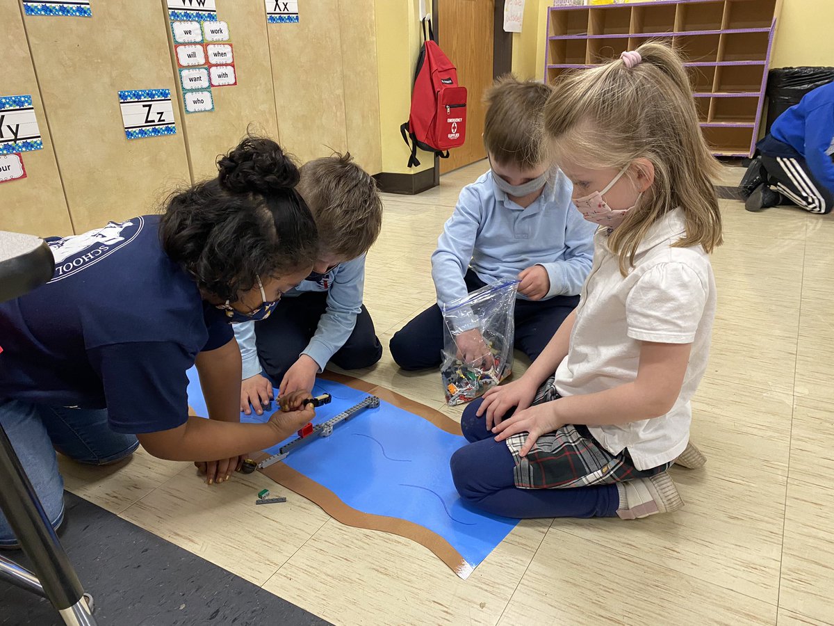 Working together to build a bridge that crosses a river! We had so much fun building &amp; problem solving with our classmates 🌉🥰 <a href="/SJS_Bulldogs/">St. James School_AH</a> #STEAM #Kindergarten