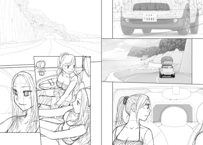 見開き単位で作業してた連載の下描き台詞フキダシ擬音無しバージョン…37↓

この連載では先にバックを作ってからキャラを合わせる事が多かったな〜だからこんな下絵みたいなのがネームだったりするのです…(^^;;
編集の人リテイク出しにくかったやろな…って、そんな事あるわけないか
_φ(T▽T;) 