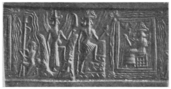 Thread: About this very interesting cylinder seal which was discovered at Ur and dated to the time of Sargon (2340-2160 BC) or to the time of Shar-kali-sharri (2224-2199 BC). De Clercq collection...