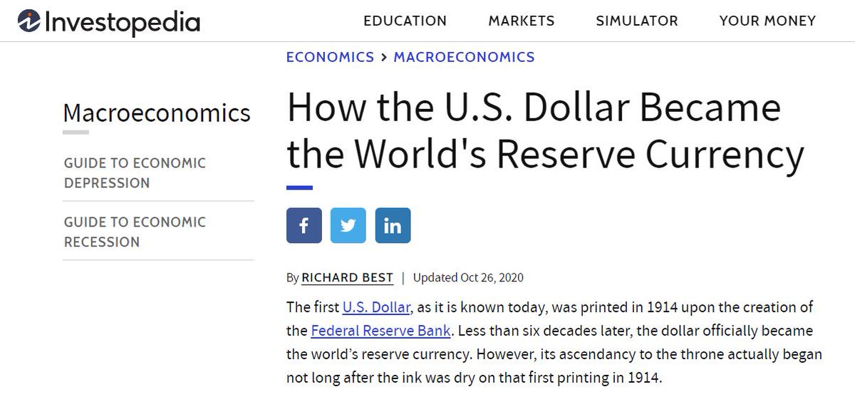First, The Transition To USD - during WWI European countries abandoned gold to print money for the war The US became the lender, allowing the US to amass 2/3rds of the world's gold and the position of power. The US took the lead and a global gold standard in 1944 @ Bretton Woods