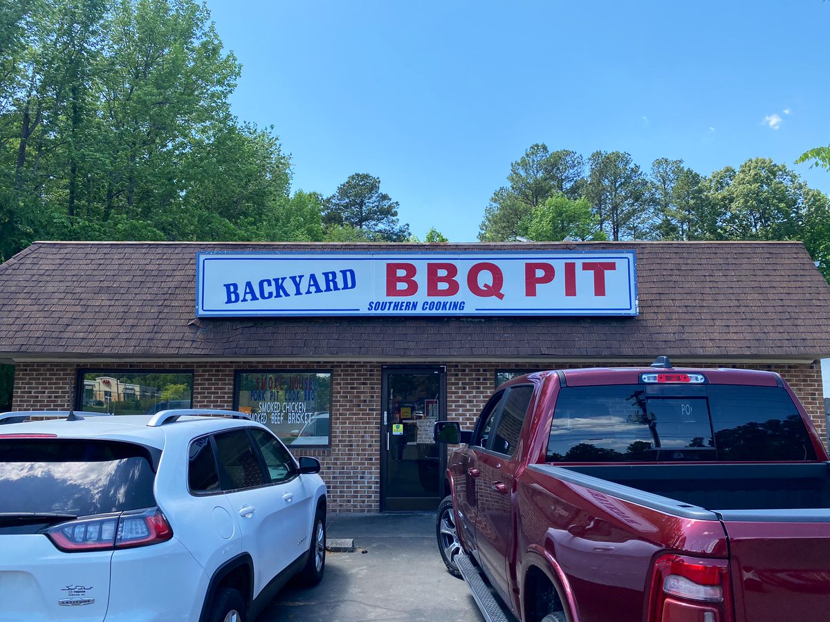 Started a NC BBQ tour yesterday with a stop at Backyard BBQ Pit in Durham. The fried chicken wings outshined the pork BBQ. Loved the cabbage and greens.