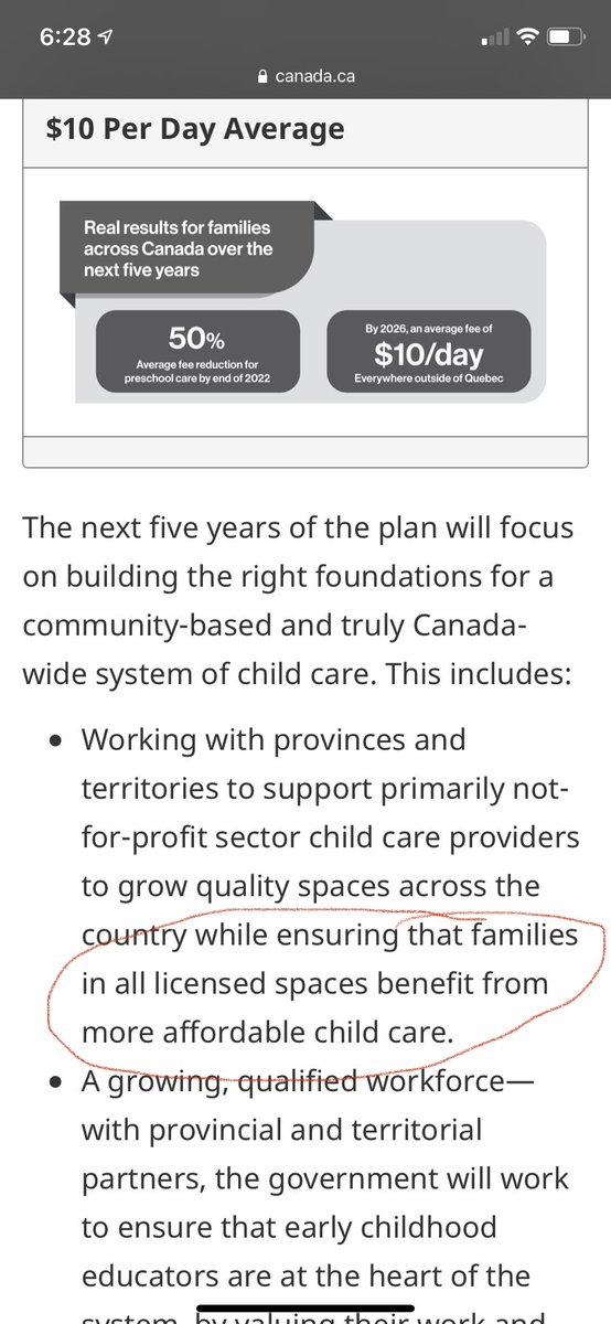 Not true of the announcement in the federal Budget 2021 for child care which states it will include supports for *all* licensed or regulated child care, including for-profit providers.  #ableg