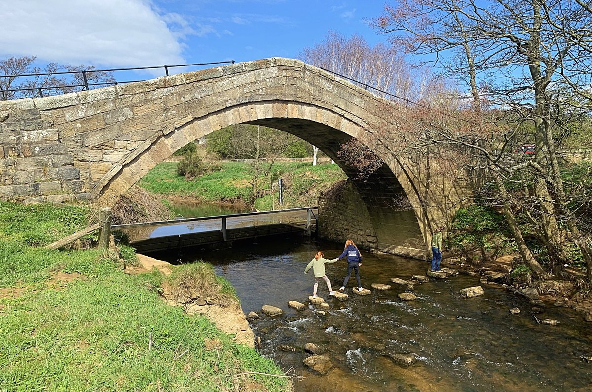 And finally - here’s a very pleasant bridge. It’s Duck Bridge, originally medieval but rebuilt in 1717. I love that there are four different ways of crossing the river - a bridge, stepping stones and a ford. And out of shot is a railway bridge. Four mobilities over one section.