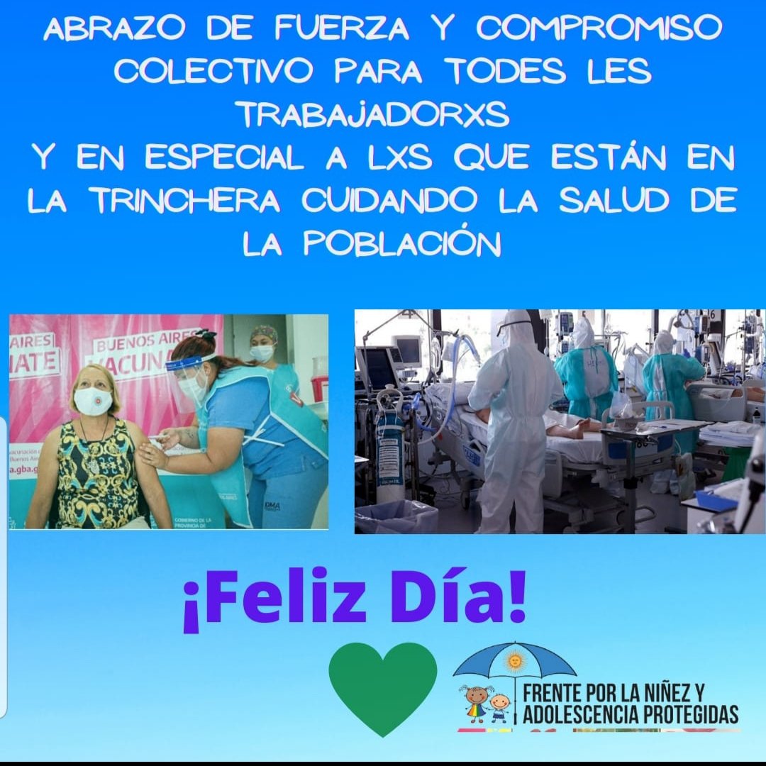 ninez_frente's tweet image. #FelizDiaDelTrabajador y de la Trabajadora  

Abrazo🤗de fuerza y compromiso colectivo para todes y en especial
a quienes  estan en la trinchera trabajando para cuidar  la salud de la poblacion 

Dignifiquemos su trabajo #cuidandonos para #cuidarles