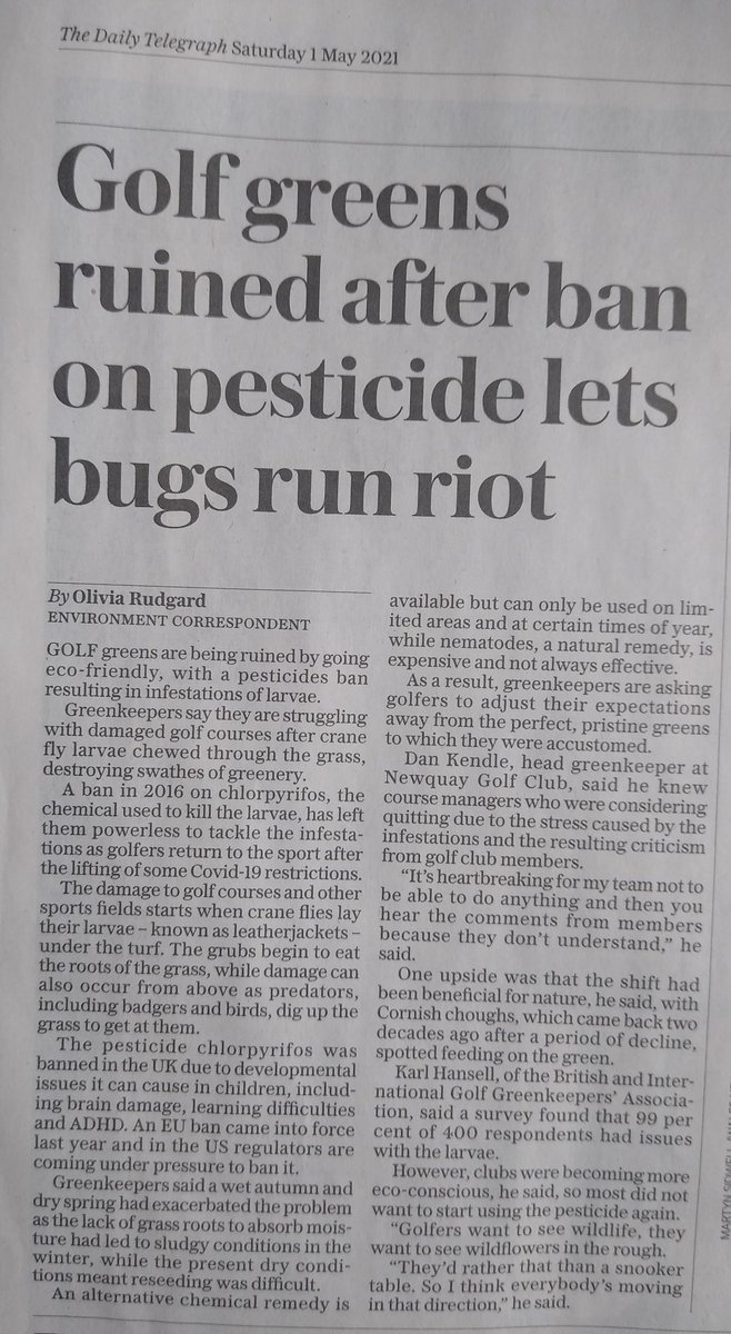 Unless a workable, efficient, cost effective solution can be found, golfers may need to reduce their expectations some what in future!