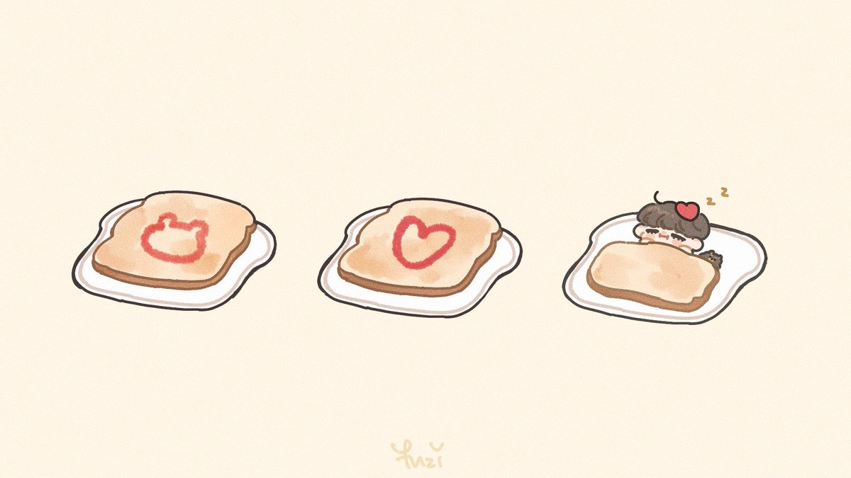 food heart simple background toast negative space chibi 1girl  illustration images
