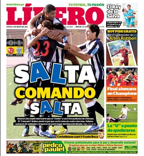memorias_al's tweet photo. ¿Cuando fue la última vez que Alianza Lima jugó en día del trabajo?🤔

Hoy en #memoriasALpapel 📰💙lo recordamos y para ello retrocedemos 8 AÑOS📅 y nos vamos al Elias Aguirre🏟️de Chiclayo para recordar como Alianza Lima⚪️🔵 venció por 1-0 al Juan Aurich🌬️ con gol de @Nando043 🇺🇾 https://t.co/XwjfG5PpCD