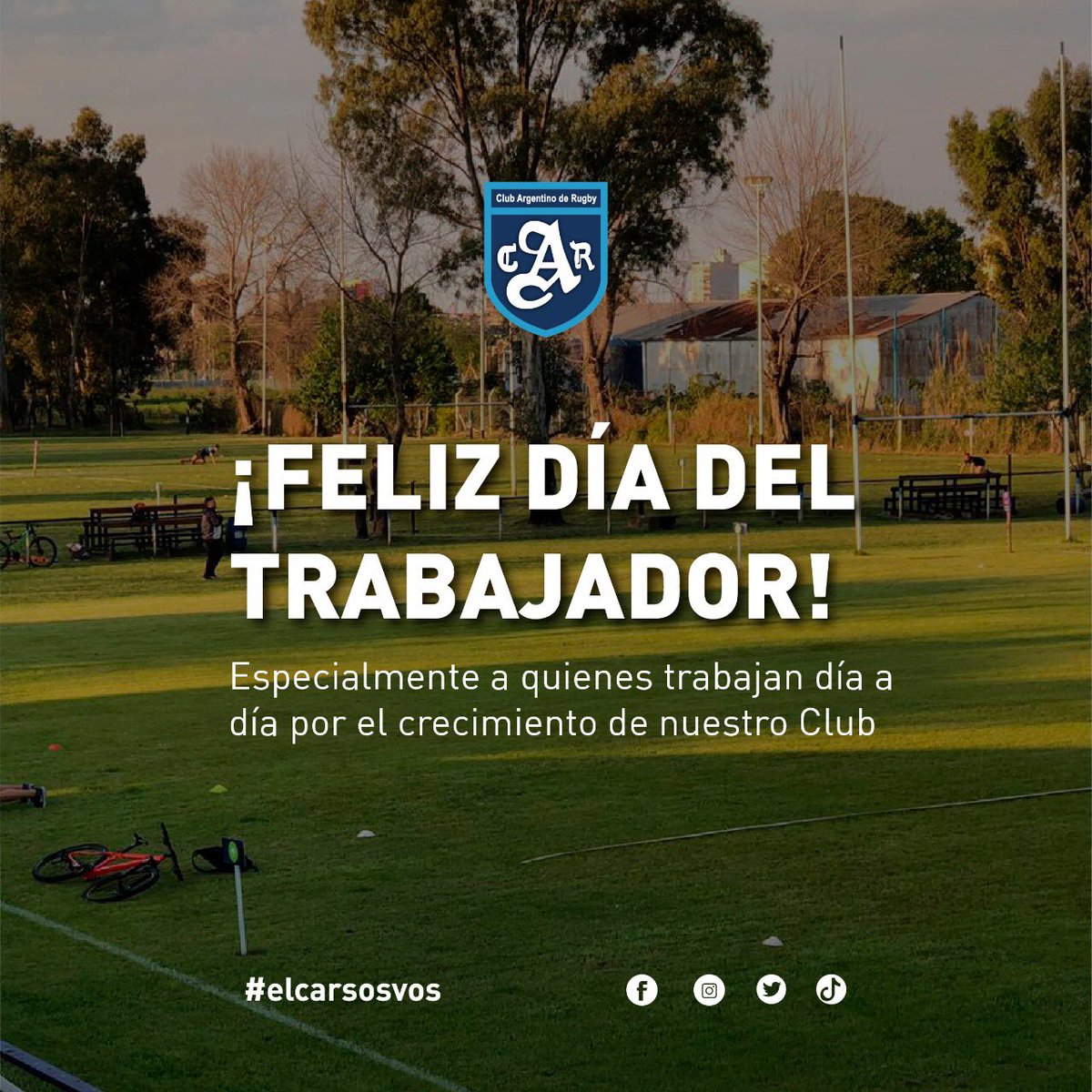 👮‍♀️👷‍♂️👩‍⚕️🧑‍🍳1º de Mayo - Día del trabajador🧑‍🔬👩‍💻👨‍🏭👩‍🏫

Saludamos a todos los trabajadores en su día y agradecemos, especialmente, a quienes nos ayudan a que el Club siga creciendo día a día👏🏻🏉🏑 

#diadeltrabajador #elcarsosvos