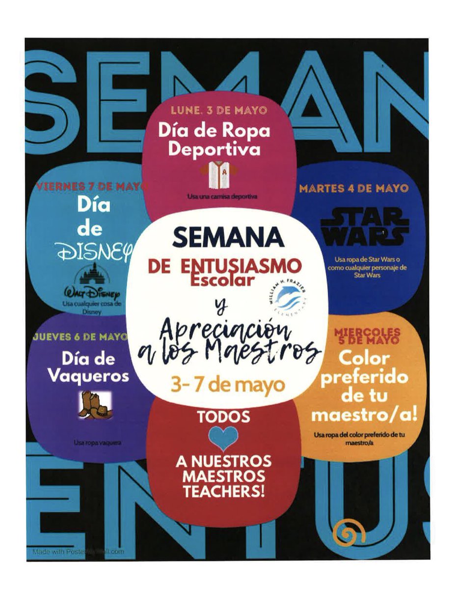 Teacher Appreciation Week is right around the corner! Help us celebrate our amazing #FrazierFam teachers for ALL that they do for our students each day!! 💙🐬#fuesd #SpiritWeek <a href="/aarias2552/">Ana Arias</a>