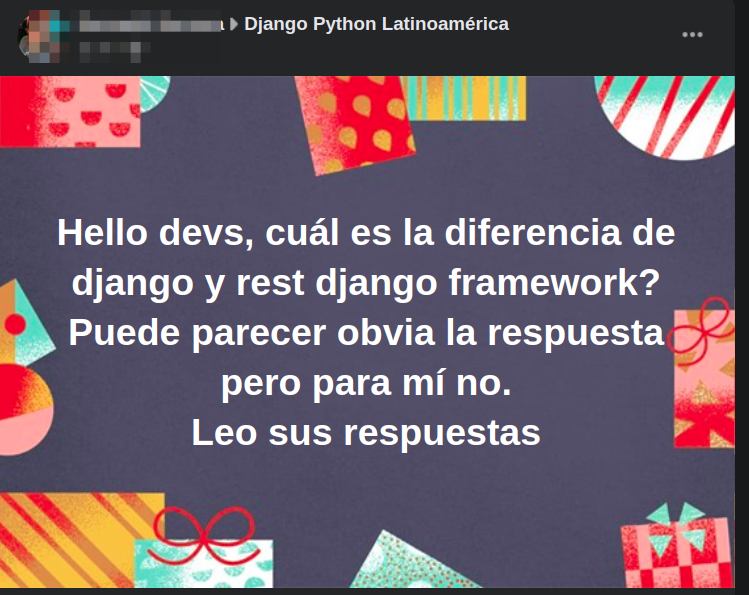 luismejiadev's tweet image. Pregunta filosófica para los #django #python #rest_framework developers
¿Es django rest framework un framework o es solo una biblioteca?
El nombre hace que surjan preguntas como la de este grupo