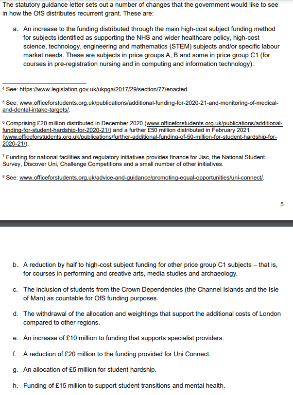 Have your say about the future of Arts and Humanities funding for students in HE by responding to this Office for Students consultation here:  https://www.officeforstudents.org.uk/publications/consultation-on-recurrent-funding-for-2021-22/See the screenshot of exactly what the government is proposing and the consultation is on below. 1/2