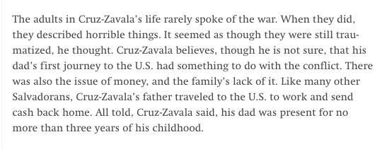  on this great article on US persecution of Walter Cruz-Zavala:1. It shows how the US produces the conditions+conduct that it uses to criminalize people.-US imperialism shaped his childhood traumas-immigration law trapped him w/ his father in US b/c leaving=one-way ticket  https://twitter.com/rdevro/status/1388480326062596099