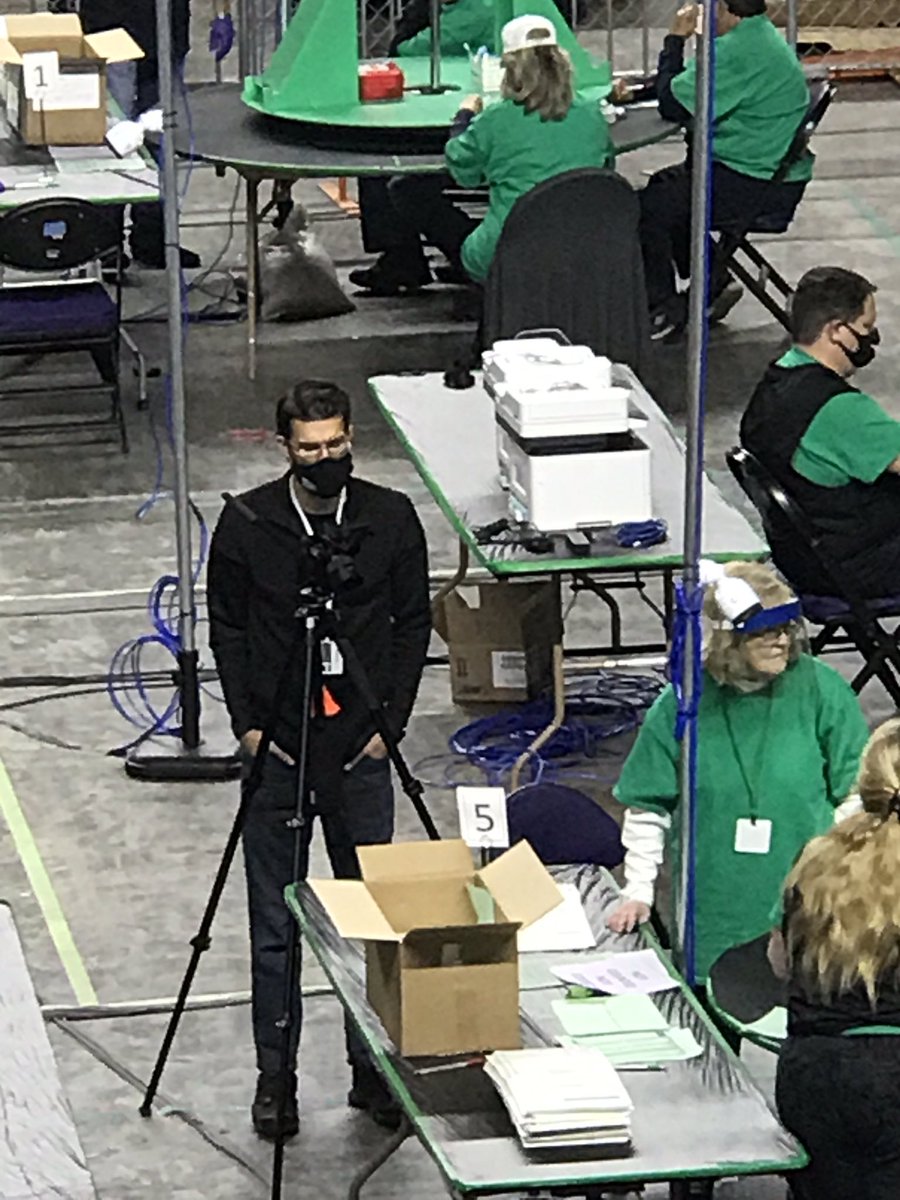 Cyber Ninjas employee has been walking around photographing or videoing ballots, reviewers, and at one point, it appeared he was focusing on myself and colleagues in the press box.  #azauditpool