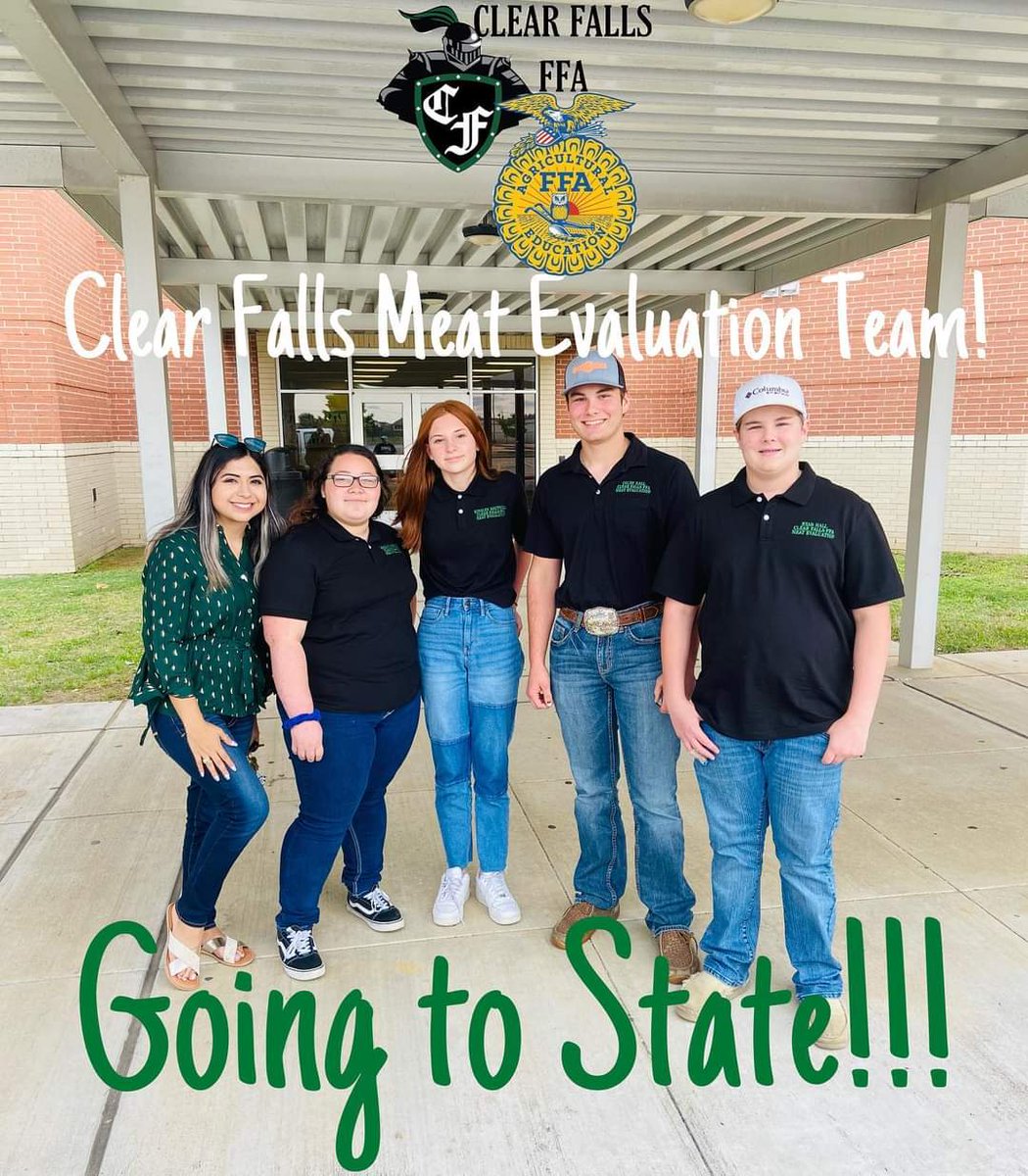 ClearFallsFFA's tweet photo. Good Luck to the Clear Falls FFA Meating Judging Team today at state! #ClearFallsFFA @ClearCreekISD @CFHS_Knights @CCISD_CTE @TexasFFA https://t.co/LekbIeKsQB