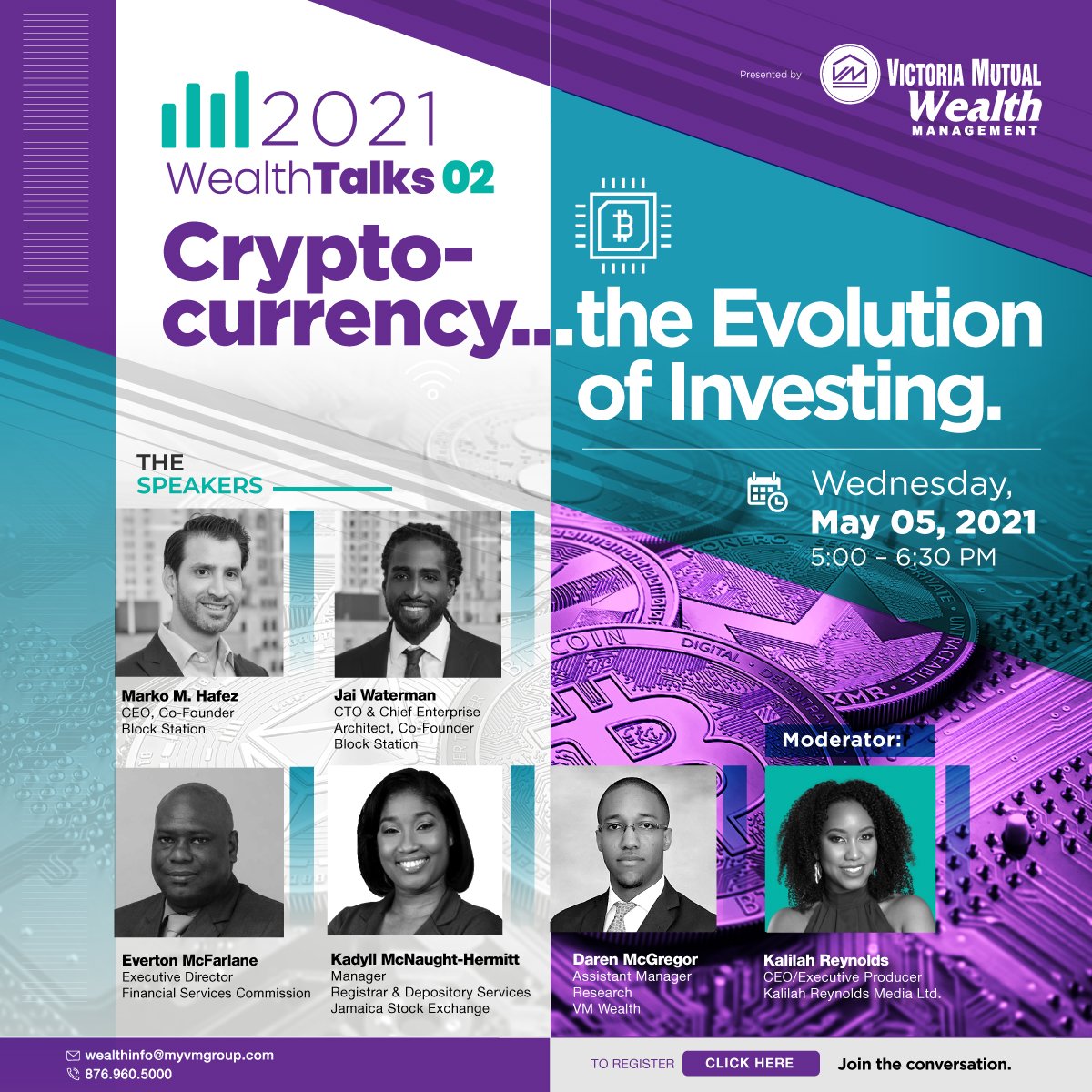 Register for VM Wealth Management's Wealth Talk on Cryptocurrency. Wednesday May 5, 2021 <a href="/VictoriaMutual/">Victoria Mutual</a>