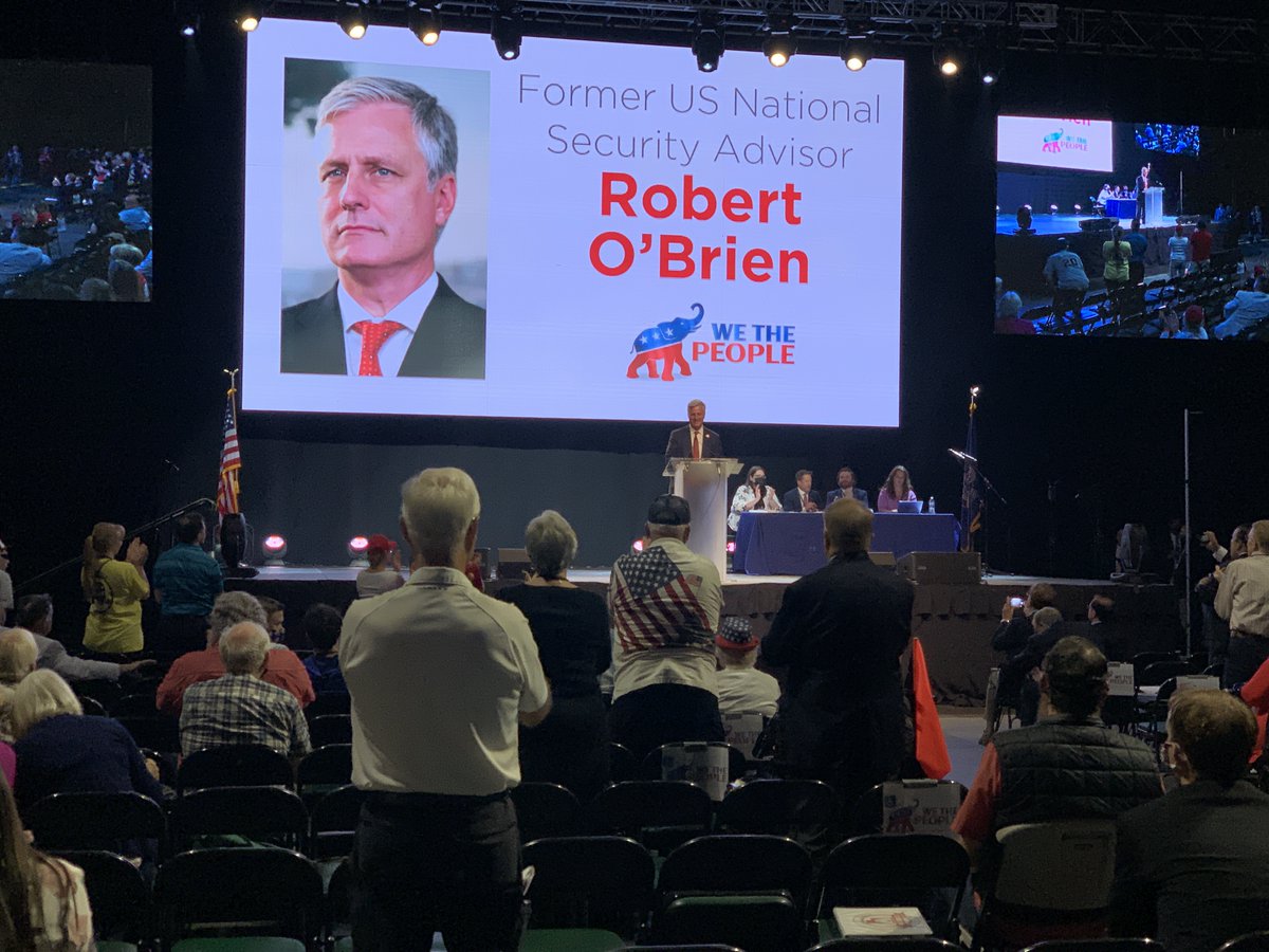Ambassador Robert O'Brien, who was President Trump's National Security Advisor, is up to speak to the crowd.He says Utah has the best congressional delegation in the country (take THAT, Idaho and Wyoming!).  @fox13  #utpol  #utgop